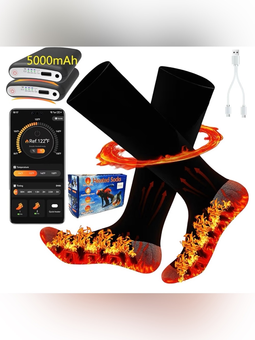 Rechargeable Electric heated socks